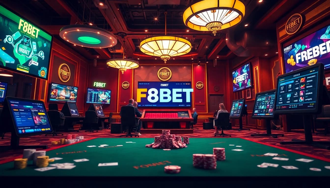 Engaging digital scene showcasing F8BET's vibrant online gaming interface and diverse betting options.