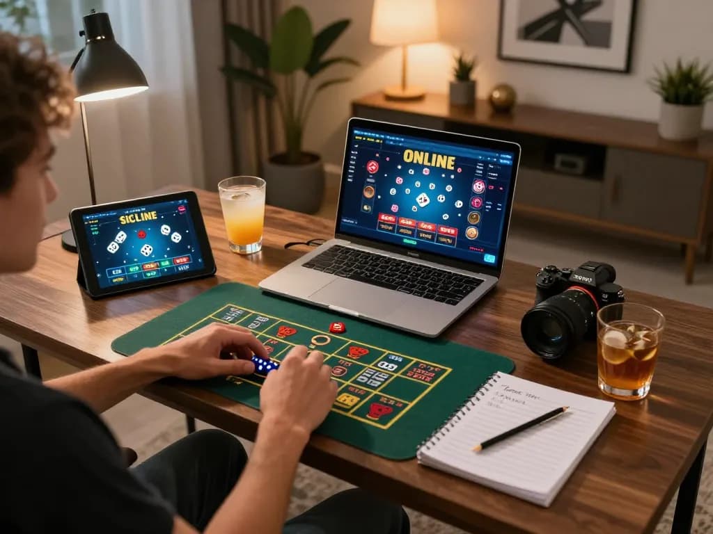 Sicbo Online betting experience at home with a user on laptop, showcasing engaging gameplay.