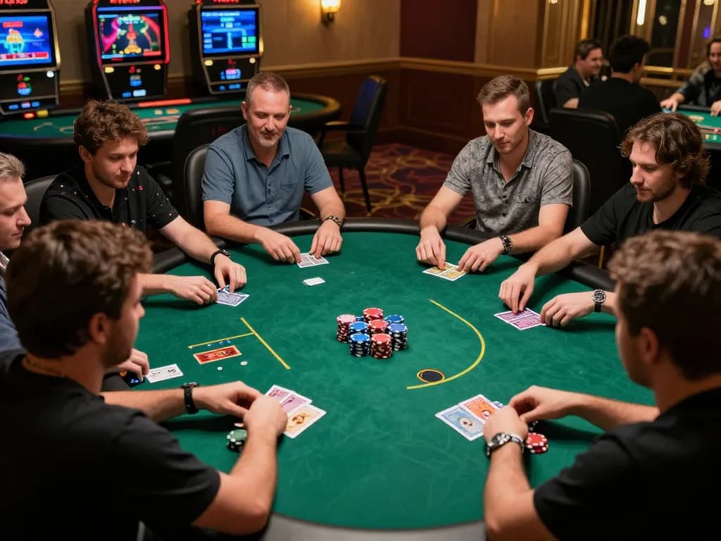 nk88 win as players engage in a thrilling poker game with colorful chips and strategies