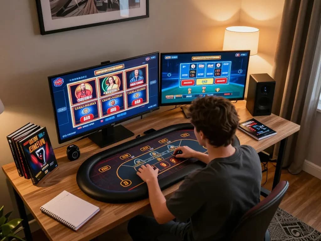 Enjoying casino utan svensk licens snabba uttag playing slots and strategic games in a cozy home setup.