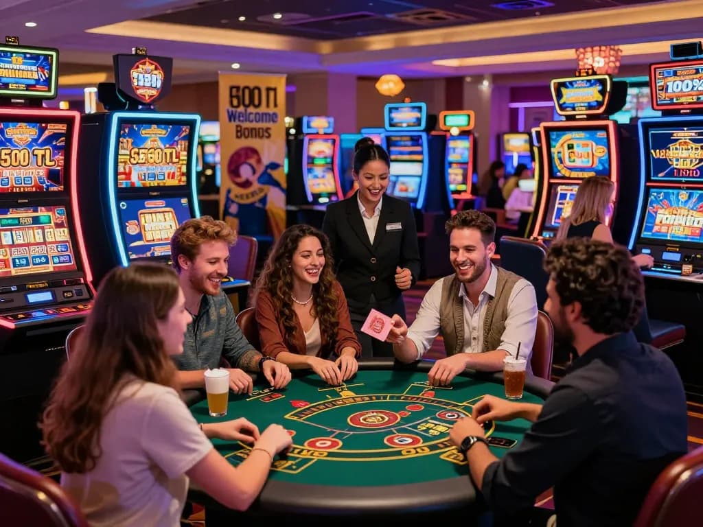 Players enjoying engaging slot experiences at Alev Casino, showcasing vibrant scenes from secret giris casino with excitement and fun.