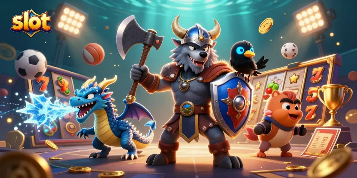 Permainan slot yang mendebarkan dengan karakter Viking, naga, dan burung gagak yang menambah semangat bertaruh.