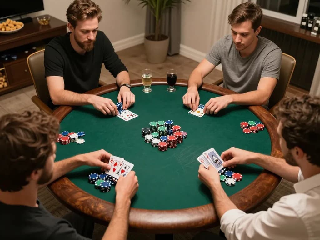Enjoy a thrilling poker game at home with friends, capturing the essence of official smartcityhostels lifestyle.
