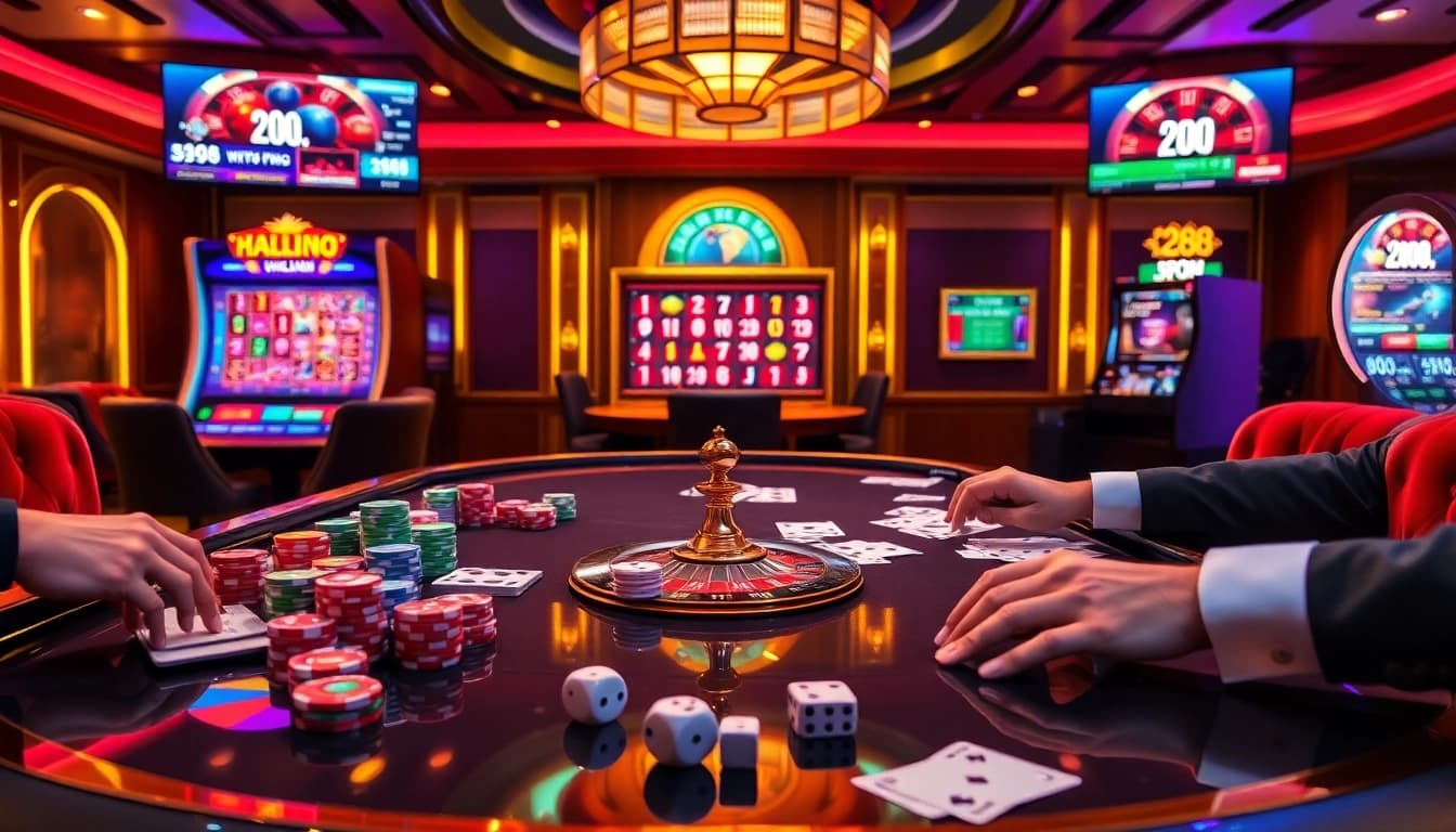 hz88 nhà cái presenting vibrant poker chips and digital roulette wheel engaging professional gamblers