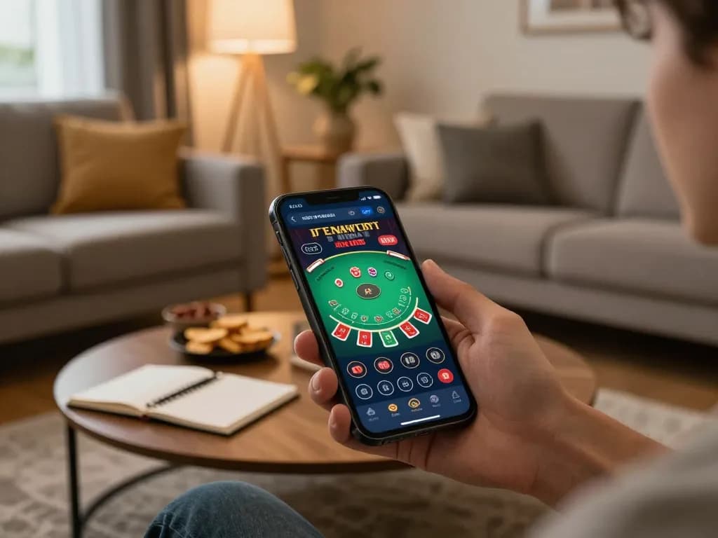 Experience the thrills of hm 88 online betting on a sleek smartphone amidst a cozy home atmosphere.