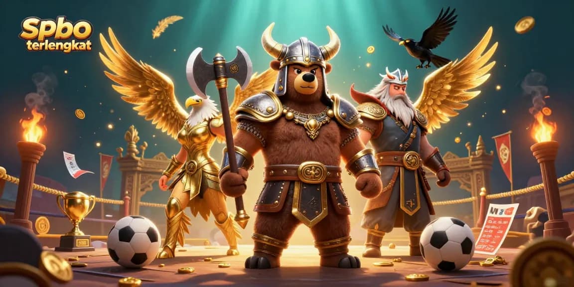 Engage in spbo terlengkap sports betting strategies with vibrant Viking and Valkyrie illustration.