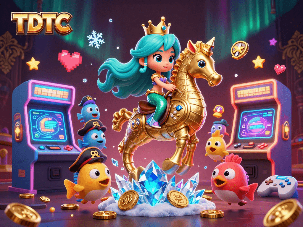 Experience thrilling gameplay with TDTC, featuring vibrant casino elements and a captivating mermaid princess.