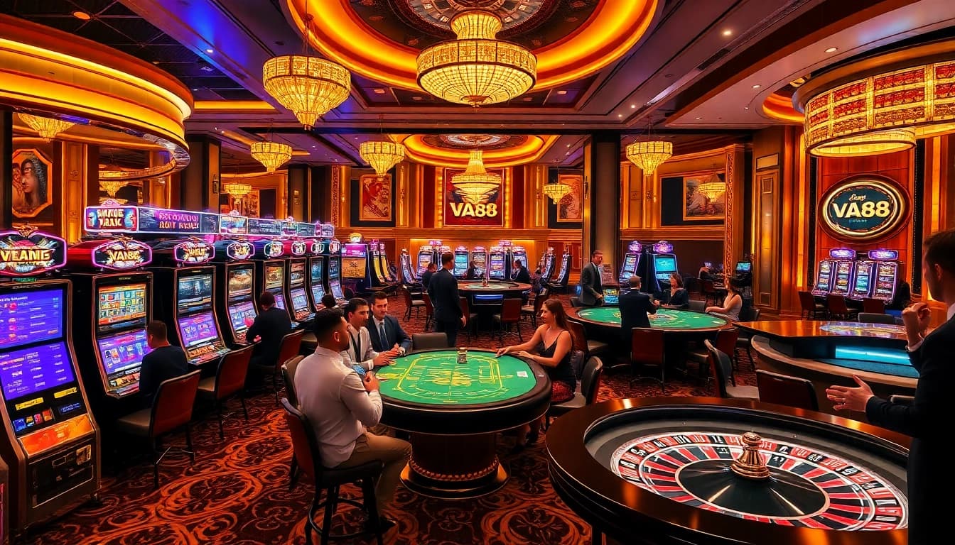 Experience the thrill at VA88's upscale casino with vibrant games and stylish decor.