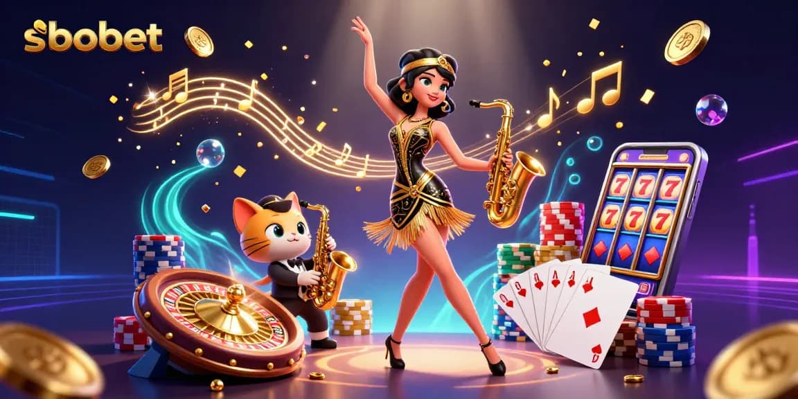 Engage with sbobet through dynamic football betting, showcasing vibrant casino elements.