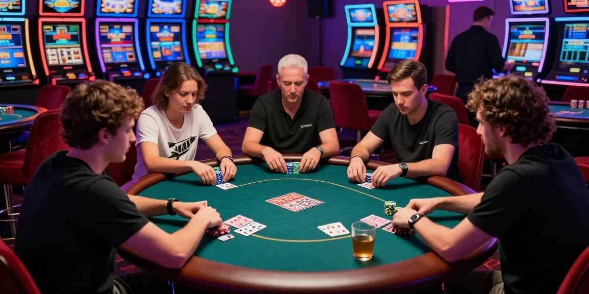 Permainan poker88 di kasino yang mengesankan dengan pemain fokus dan suasana berenergi tinggi.