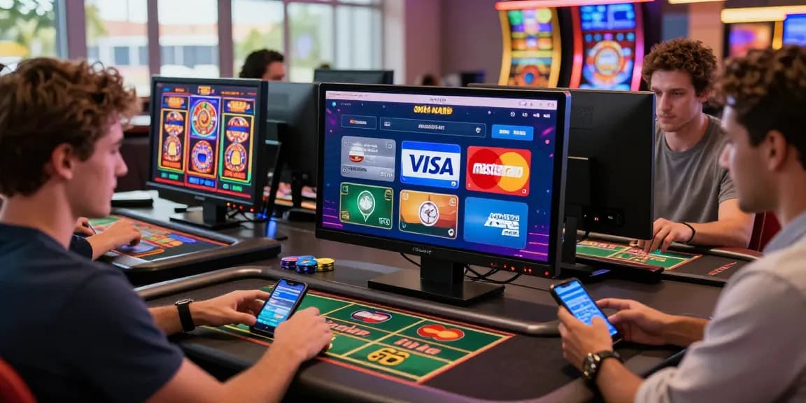 Excited players enjoying the best credit card casinos experience with vibrant gaming options and diverse credit card payments.