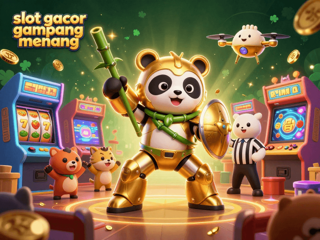 Experience top wins on slot gacor gampang menang with fun 3D gambling illustration full of excitement.