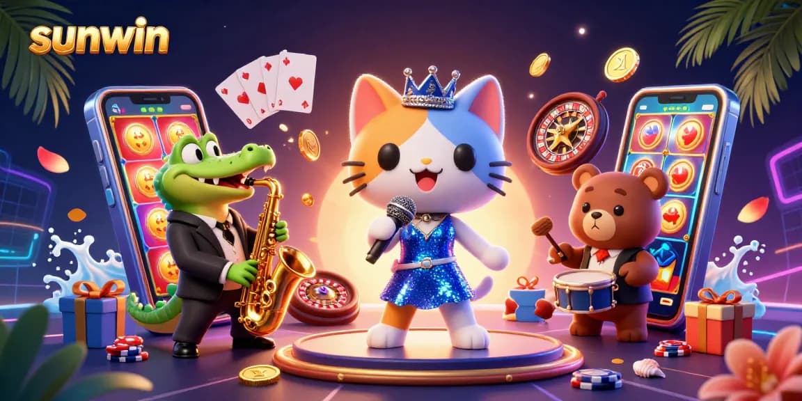 Spin the reels and win with sunwin's vibrant casino scene featuring fun characters and games.