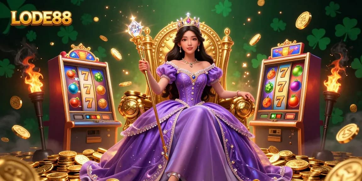Spin the LODE88 slot machines with vibrant colors and exciting elements in a casino setting