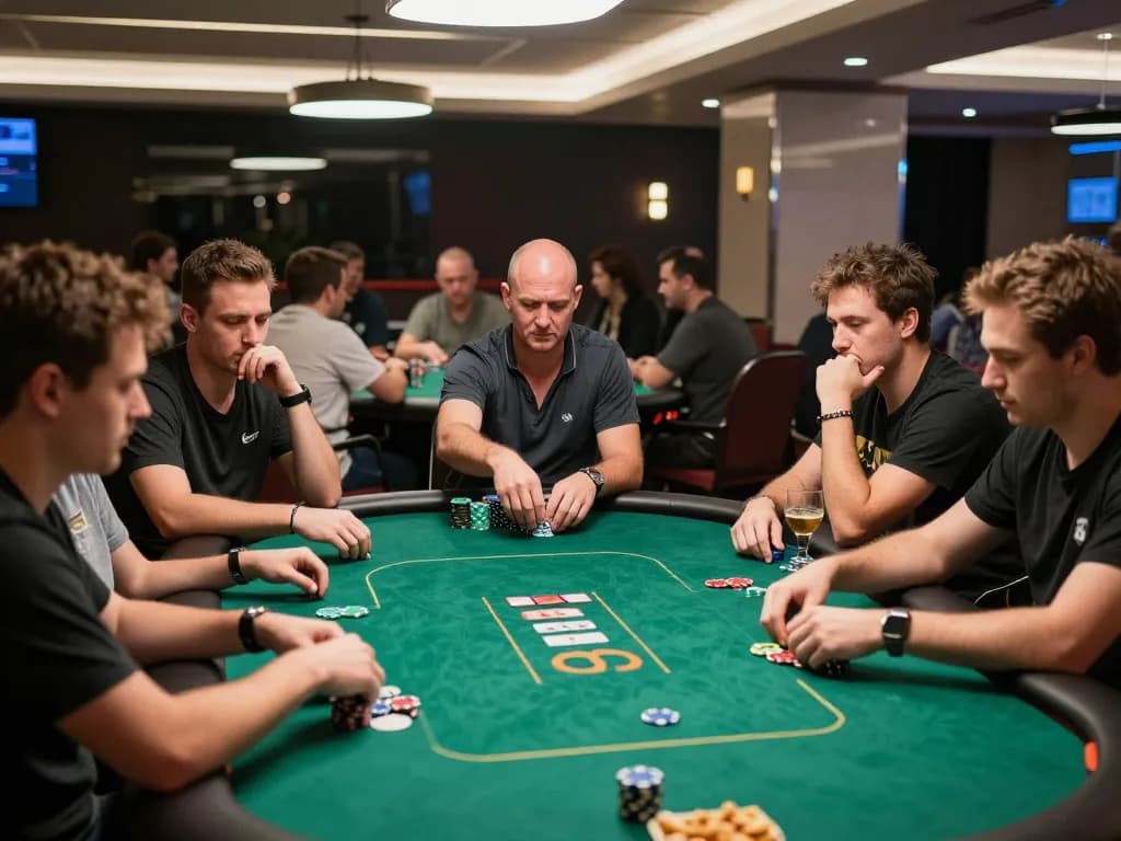 Players engaged in a high-stakes poker game at 789club, showcasing strategy and excitement