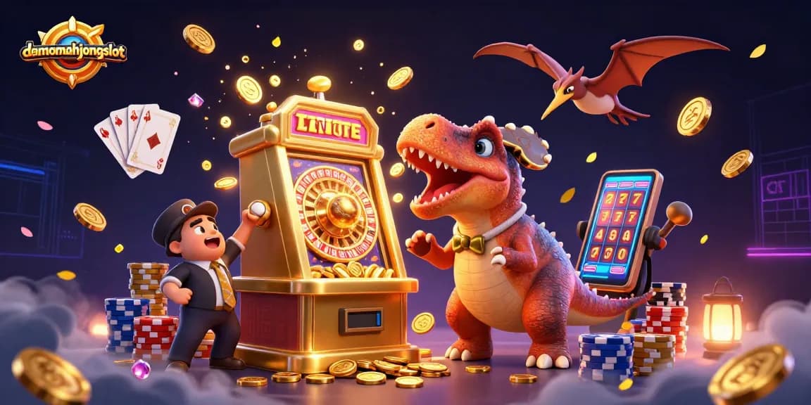 Engaging scene of demomahjongslot with characters winning jackpots and collecting coins in a vibrant casino