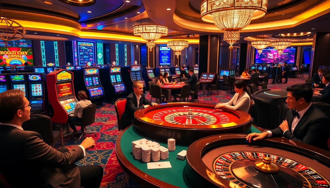 Engaging players participating in game bài đổi thưởng at a luxurious casino.