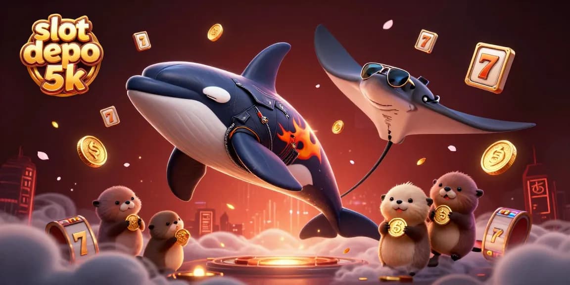 Spin to win at slot depo 5k with vibrant characters and a dynamic casino scene.