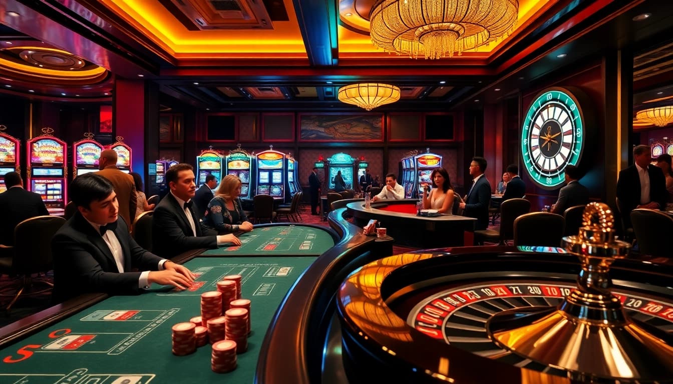 Exciting gameplay at SODO CASINO with vibrant slot machines and poker tables.