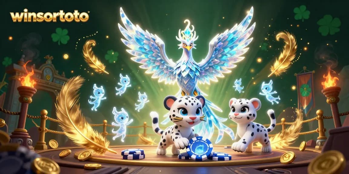Memenangkan pengalaman bermain kasino dengan winsortoto, menampilkan phoenix es 3D dan chip poker yang berkilau.