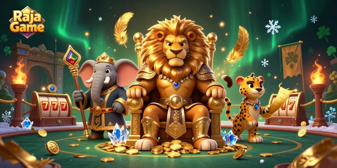 Play thrilling games and win at Raja Game with an immersive casino vibe illustration.