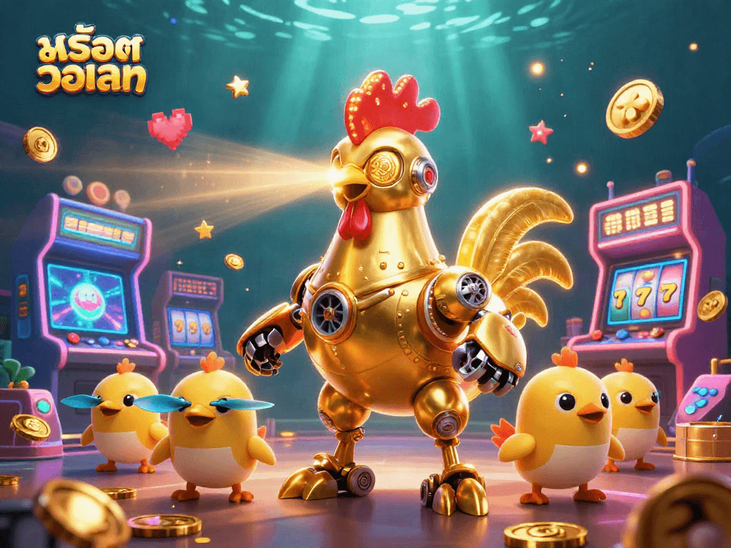 Experience thrilling wins with สล็อตวอเลท, depicted in vibrant 3D casino illustration.
