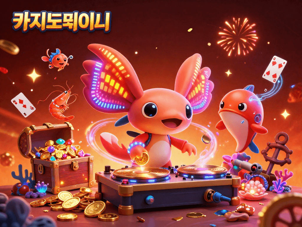 카지노사이트에서 바카라와 슬롯의 생생한 경험을 즐기는 3D 캐릭터들.