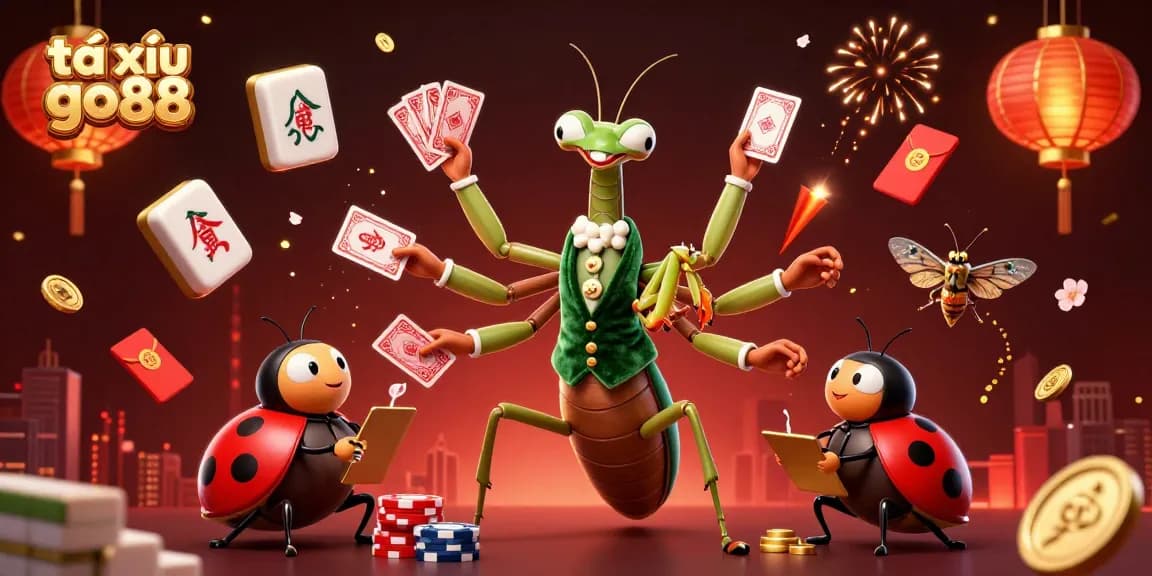 Experience the excitement of tài xỉu go88 with a vibrant casino scene filled with dynamic characters and gaming elements.