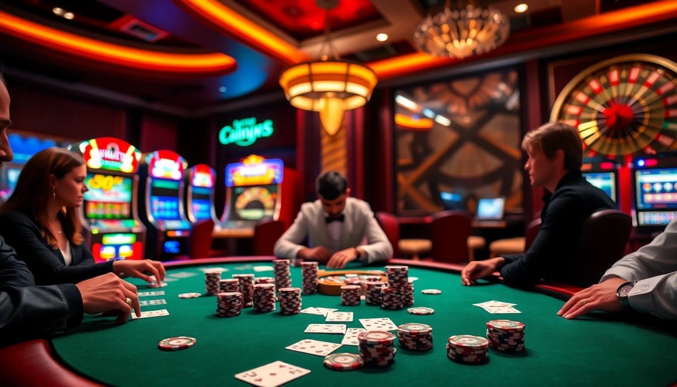 Exciting poker action at u888 com casino with vibrant chips and cards