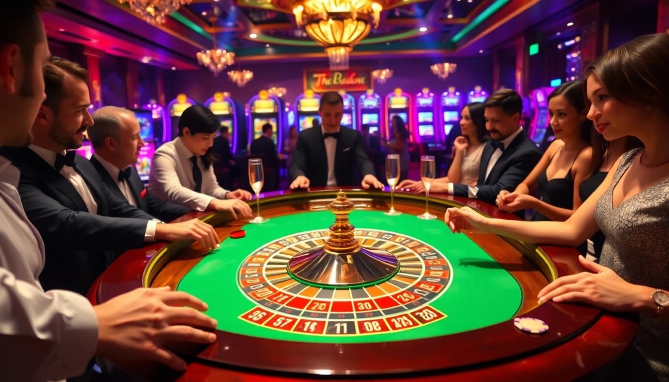 Players engaging at a glamorous roulette table experience the excitement of gambling at https://kong88.win.