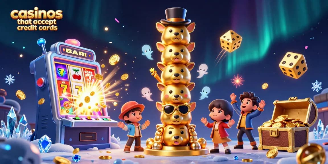 Experience excitement at casinos that accept credit cards with vivid casino elements and animated features.