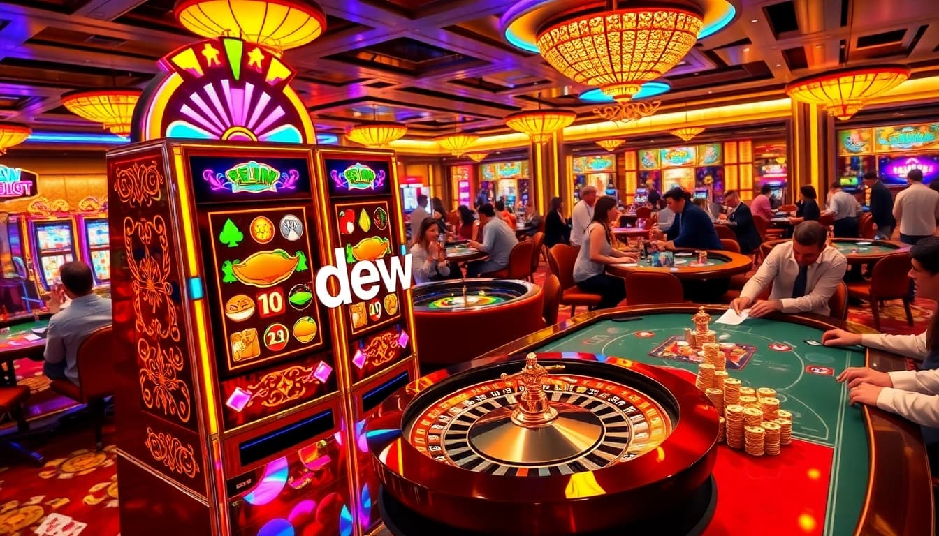 Dewaslot's vibrant slot machine scene engages players with excitement and luxury.