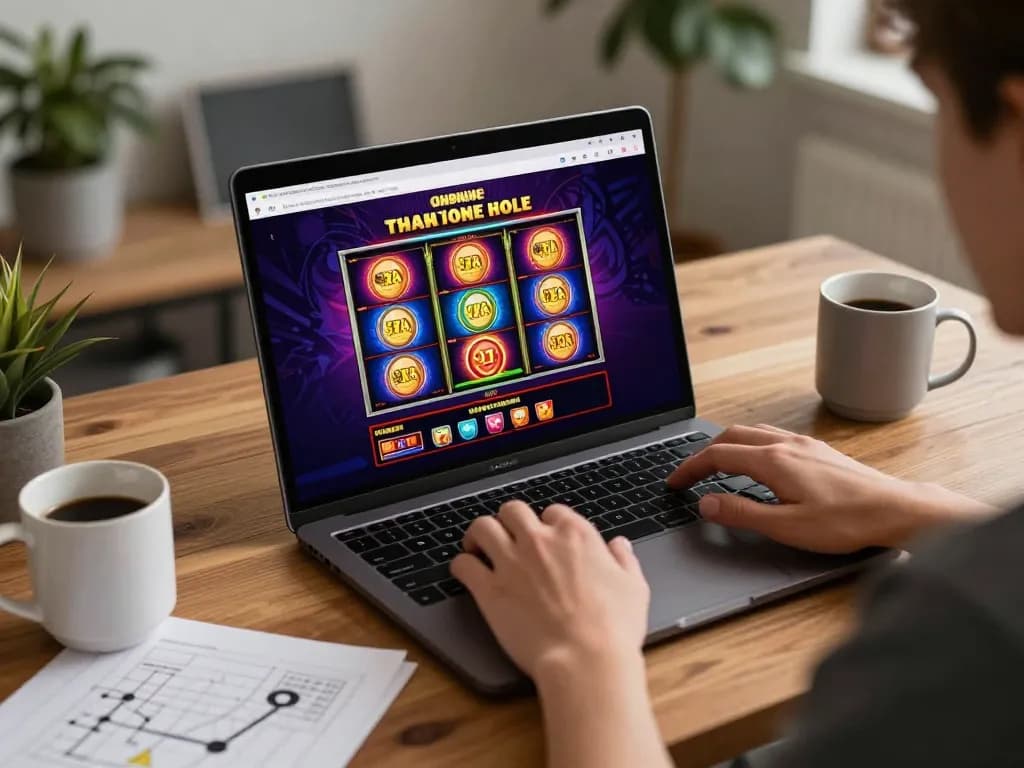 Playing a dynamic slot game on open 88 platform in a cozy home office setting