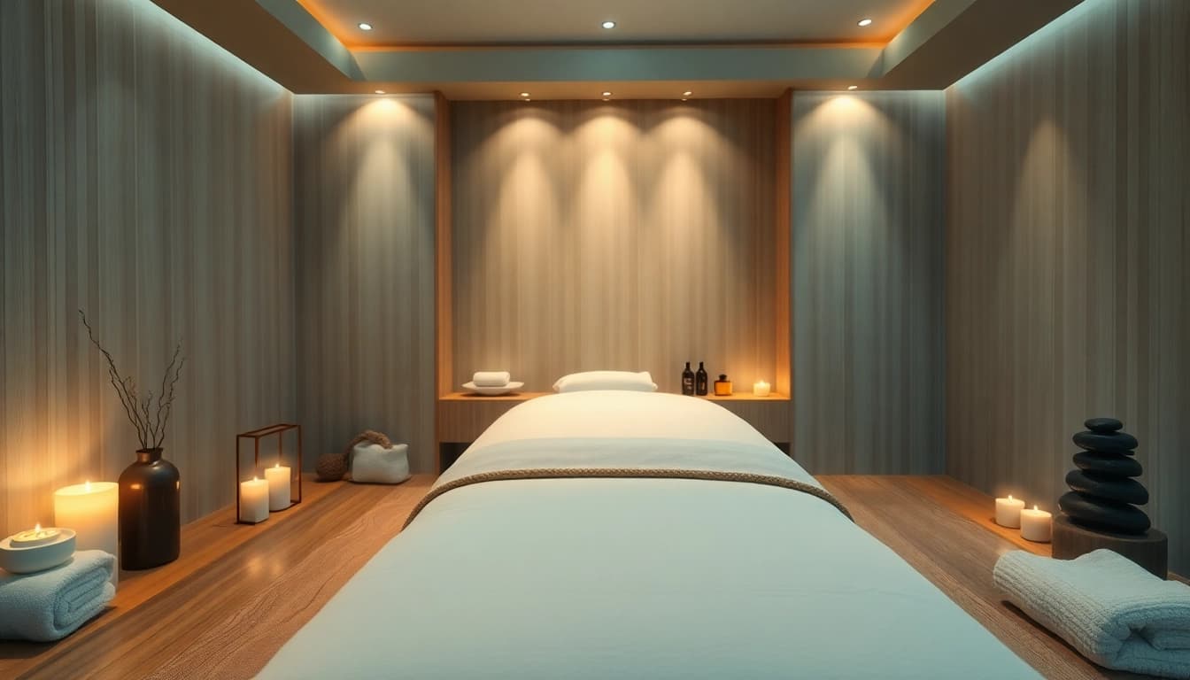 Experience tranquility with 동탄출장마사지 in a calming massage environment featuring soothing colors and luxurious textures.