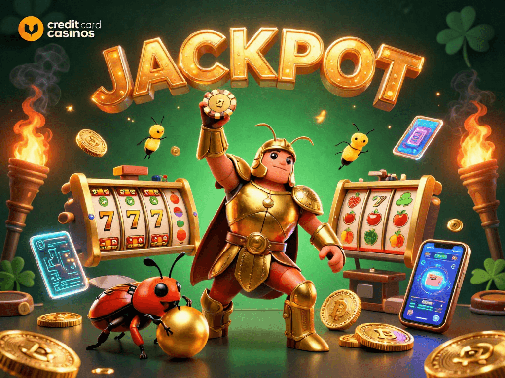 Engage in thrilling experiences at credit card casinos with vibrant elements and jackpot excitement.