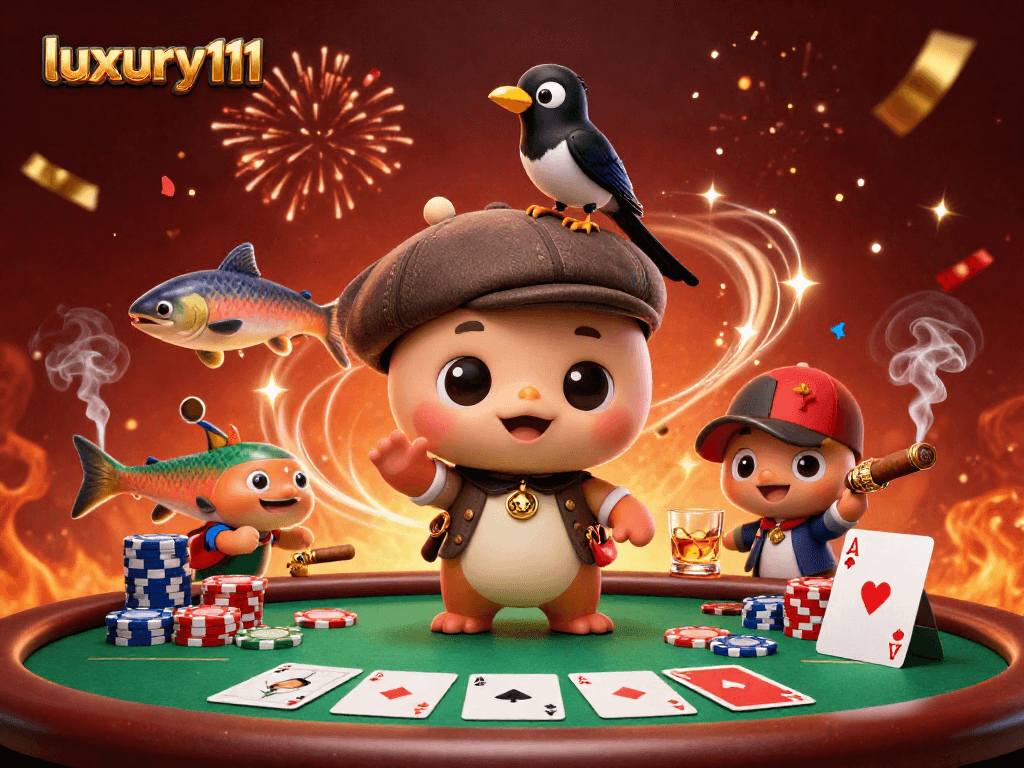 luxury111 brings excitement to gambling with cartoonish Nessie and vibrant poker elements