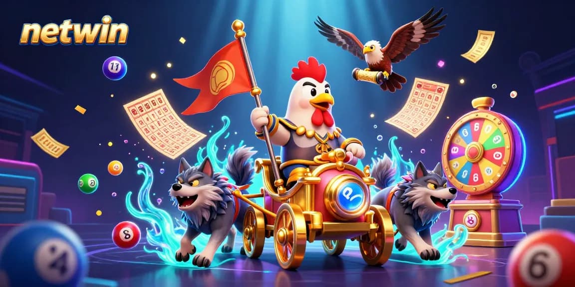 Experience netwin's electrifying gaming space with vibrant lottery elements and dynamic casino visuals.