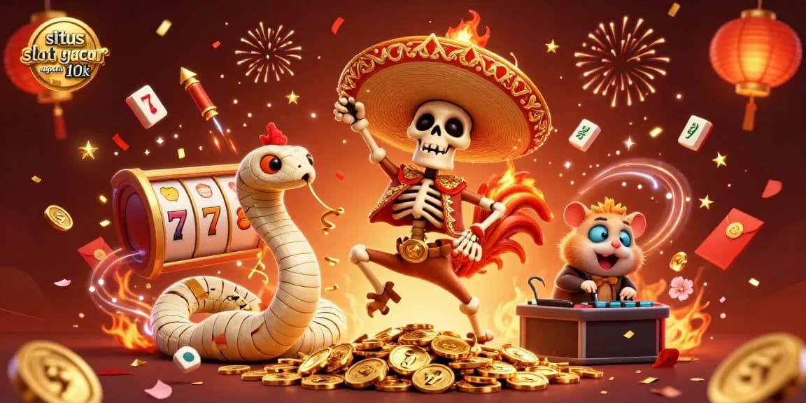 Experience excitement with situs slot gacor deposit 10k visuals, showcasing festive casino elements in vibrant detail.