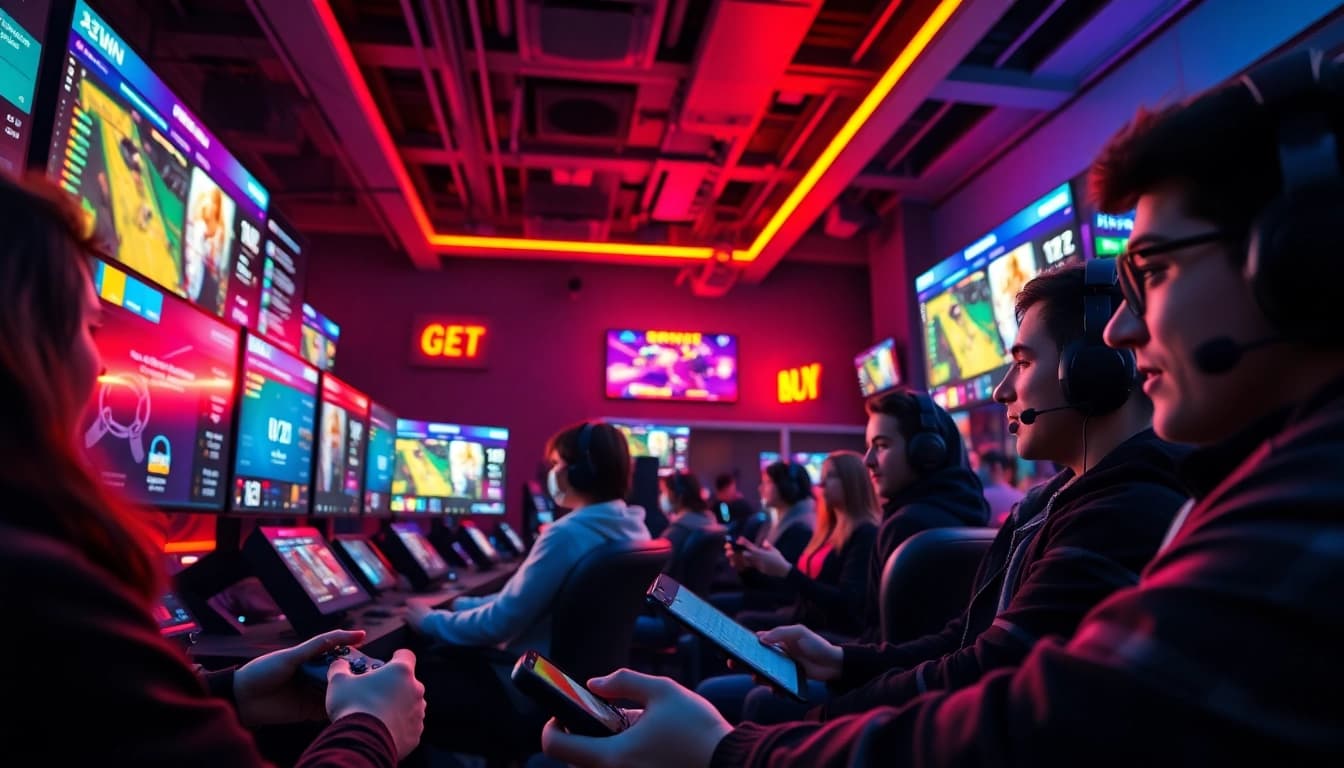 33 WIN online betting scene with lively players and dynamic odds displayed on screens.