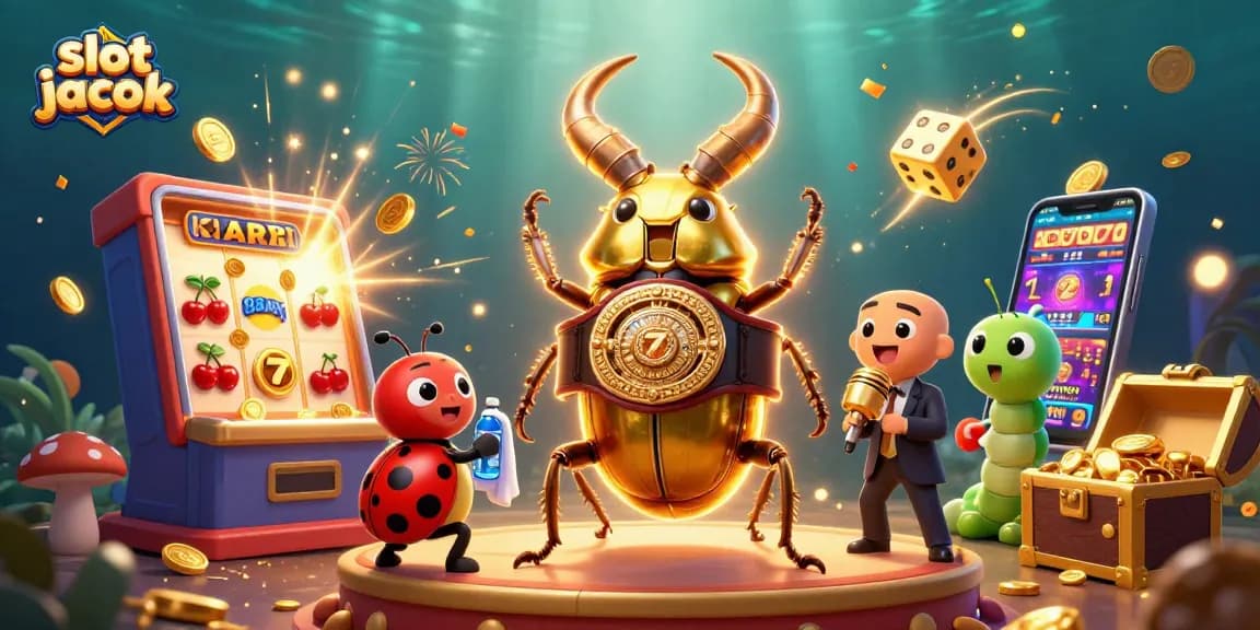 Memenangkan slot jackpot dengan karakter lucu dalam ilustrasi permainan kasino yang penuh aksi