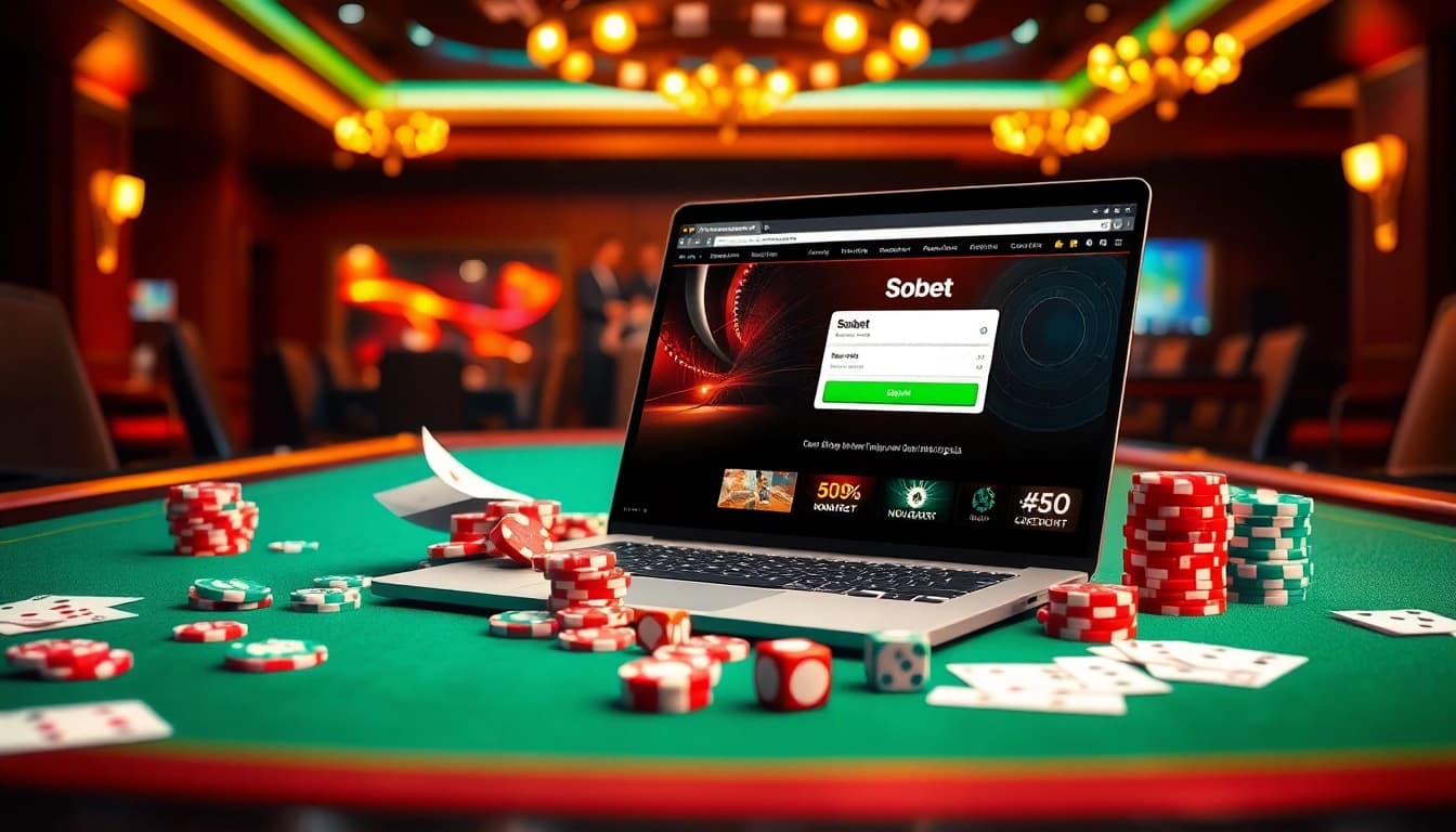 Experience sbobet login indonesia in a luxurious online gambling environment with vibrant casino elements.