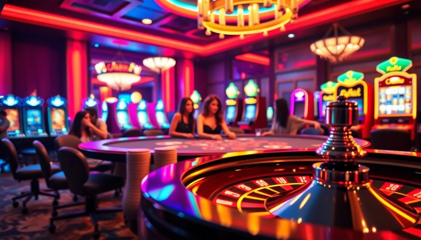 Experience the thrill of gambling at bro138 with vibrant casino visuals featuring poker and roulette.