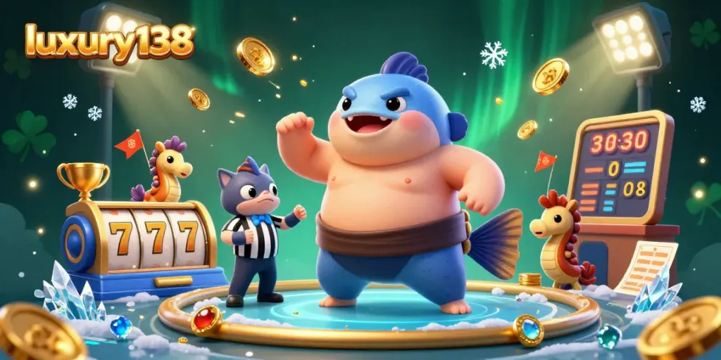 Experience the thrill of luxury138 slots in a vibrant underwater casino scene with dynamic visuals.