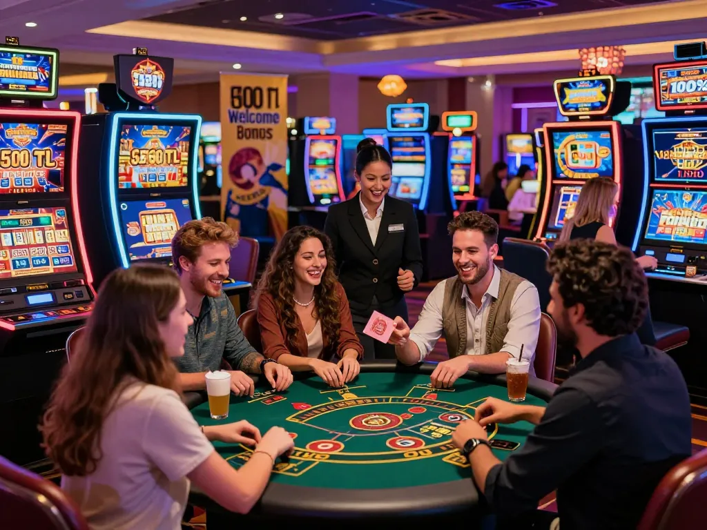 Players enjoying engaging slot experiences at Alev Casino, showcasing vibrant scenes from secret giris casino with excitement and fun.