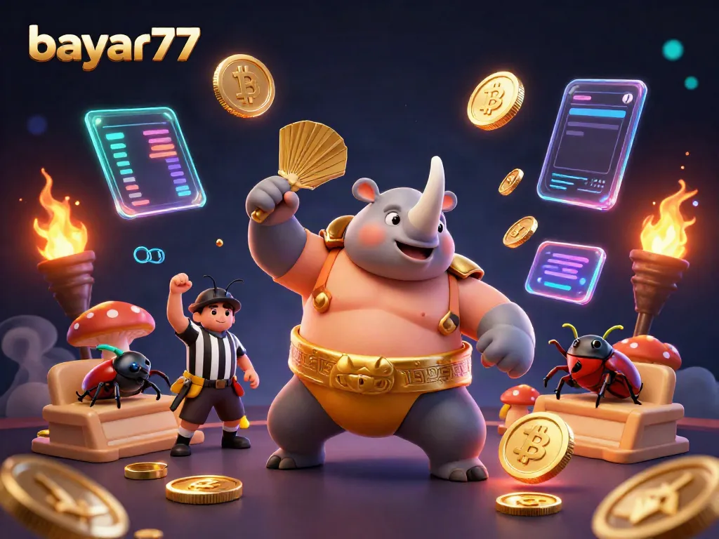 Experience seamless gameplay with bayar77 featuring a dynamic sumo champion and crypto elements.