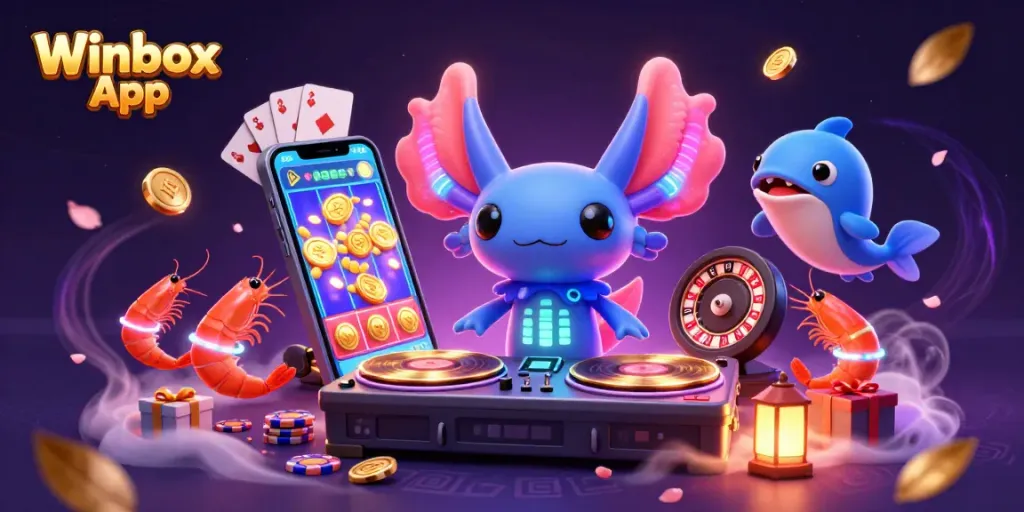 Experience the thrill of the Winbox App with a vibrant 3D casino scene full of excitement.