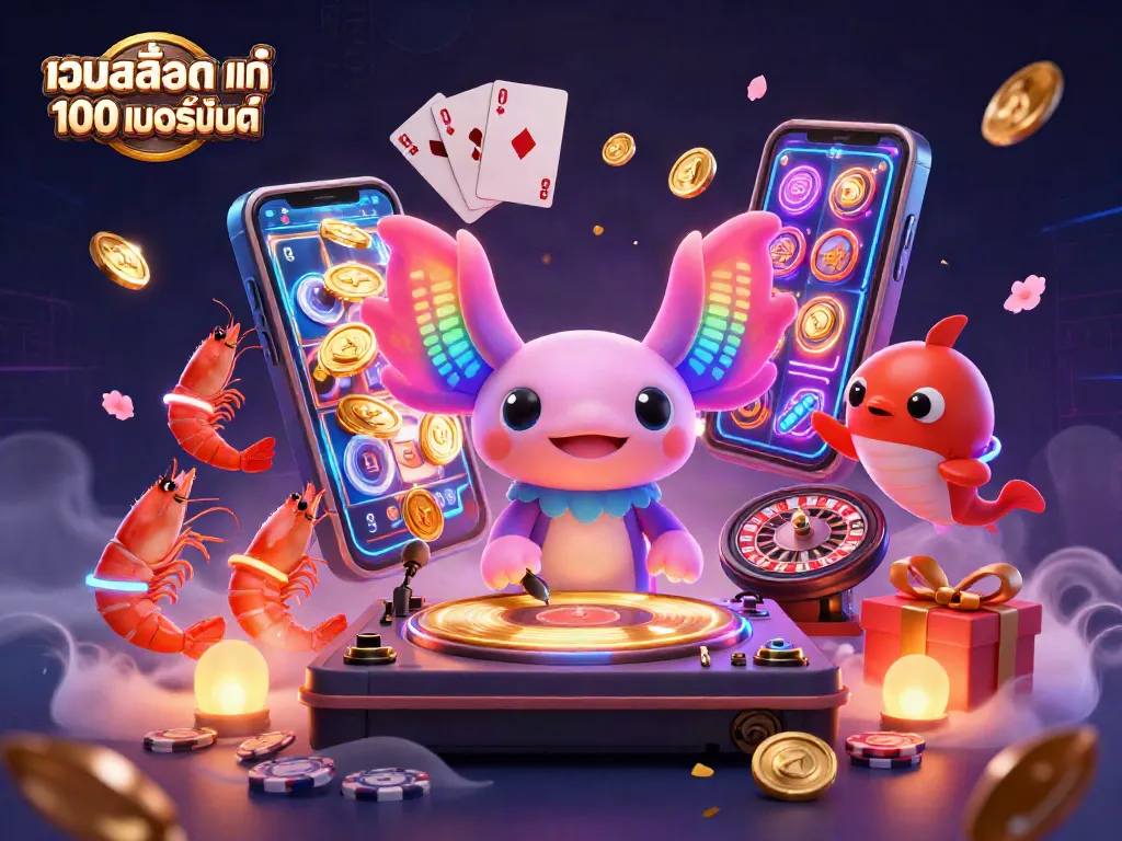 พนันเว็บสล็อต แท้ 100 เปอร์เซ็นต์ กับภาพ 3D ที่สดใสของดีเจ แอกซอลอตล พร้อมสัตว์น้ำในงานปาร์ตี้