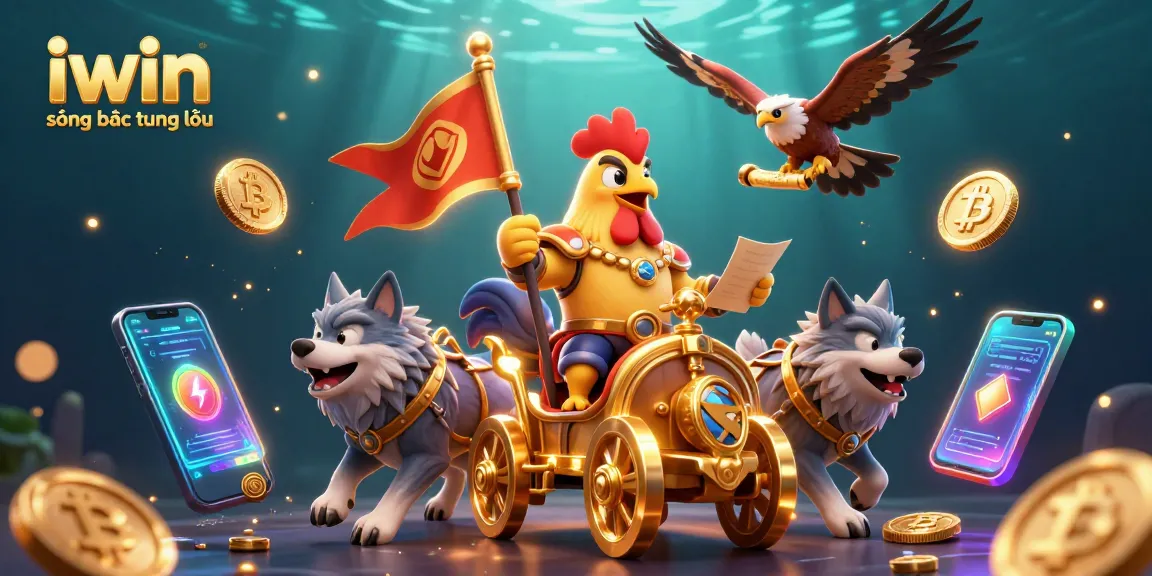 Engage in the iwin sòng bạc thượng lưu with a thrilling 3D cartoon illustration of a rooster warlord in a grand casino setting.
