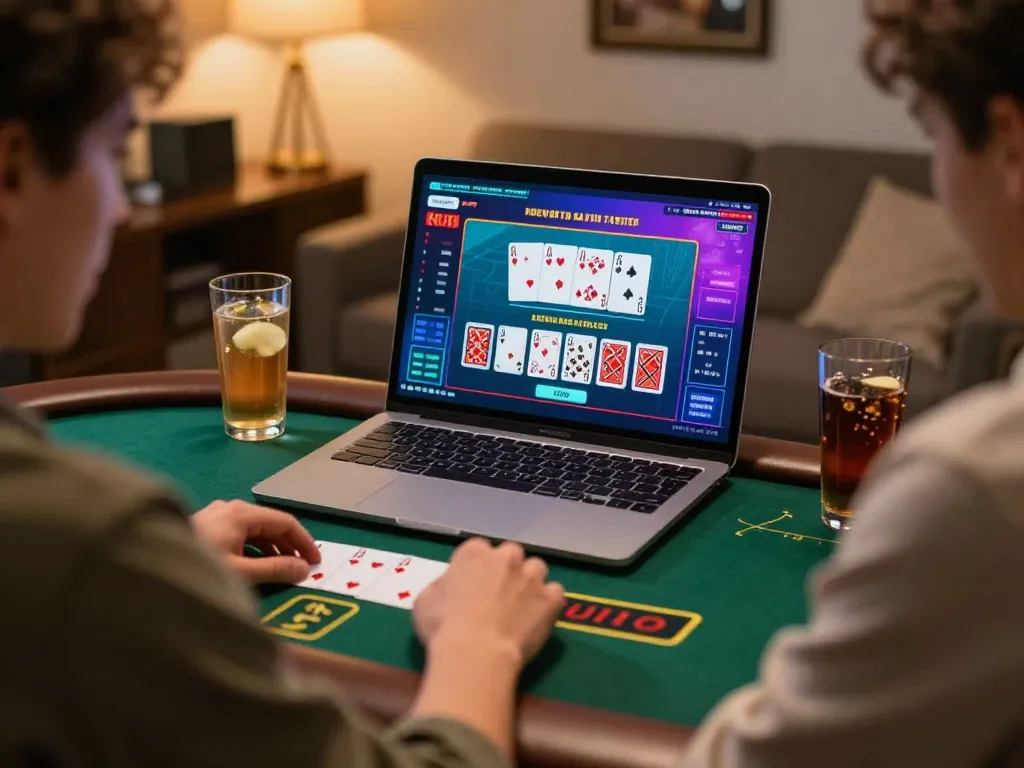 Engaged player enjoying blackjack at Canadian online casinos from home
