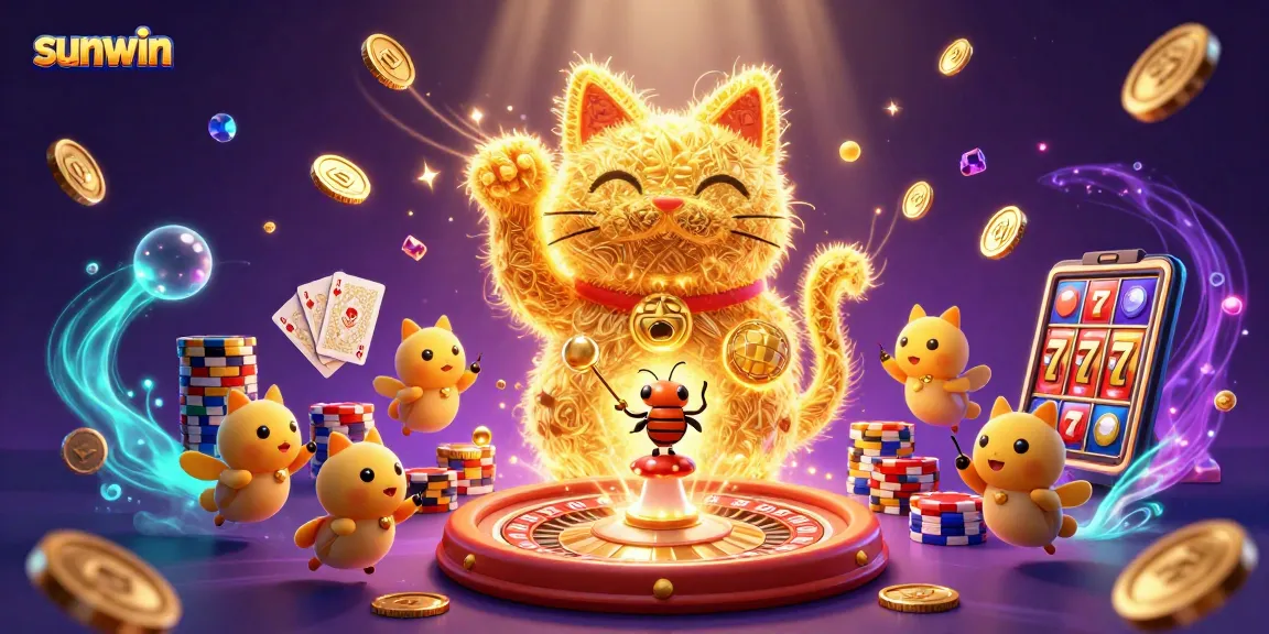 Play exciting casino games with sunwin's vibrant characters and gold elements.